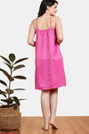 Zivame Checkered Sheen Woven Knee Length Nightdress - Pink Yarrow — thumbnail 4